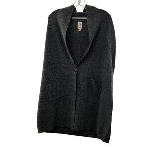 Pink Owl Women's Tight Knit Sleeveless Cardigan Single Button Gray Size Small